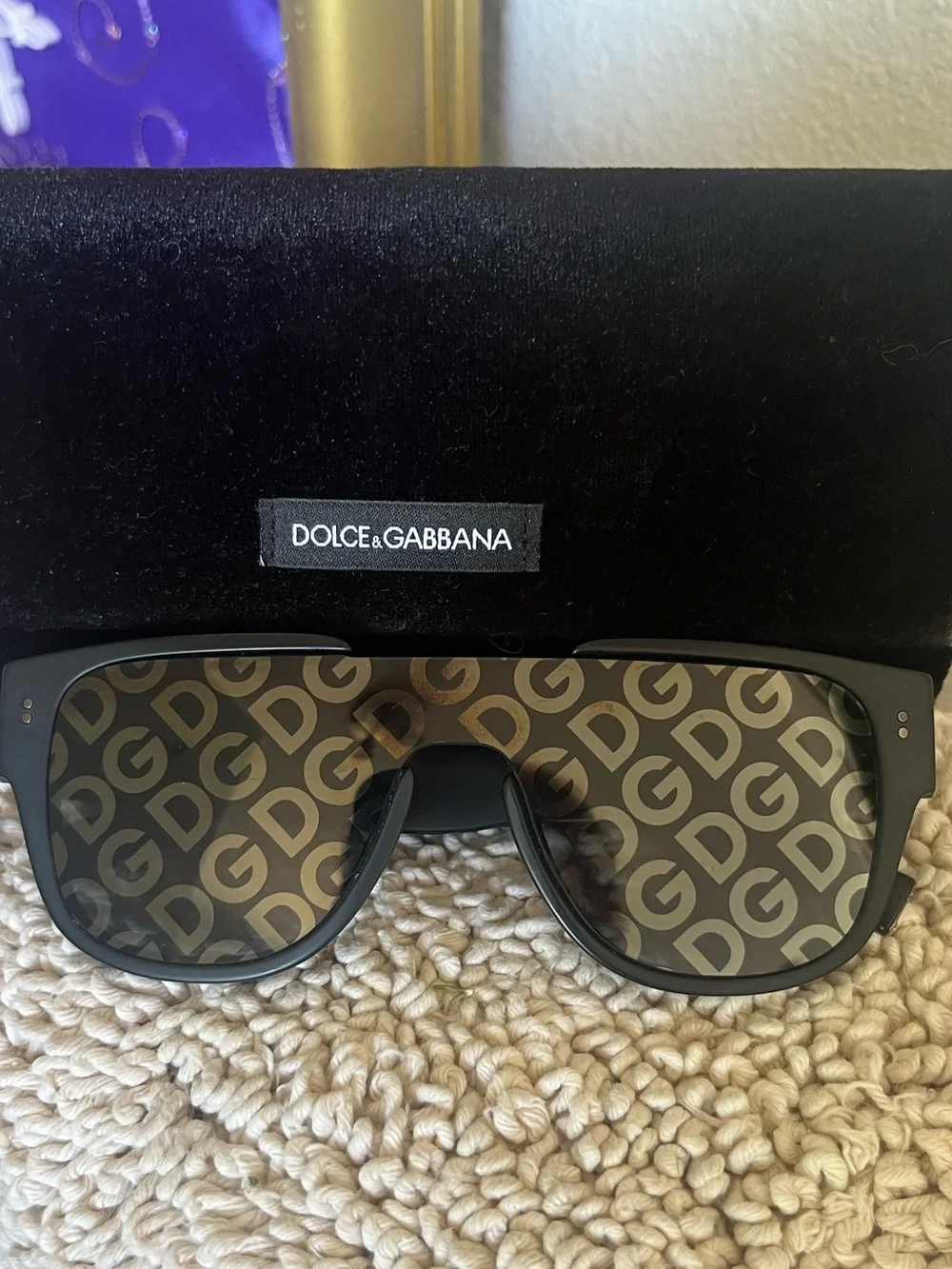 Dolce & Gabbana reflective logo lenses Sunglasses and velvet case